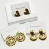 Wholesale 304 Stainless Steel Heart Shape Spiral Ion Plating (IP) Golden Plated Elegant Lady Commute Waterproof Non Tarnish Gold Ear Studs