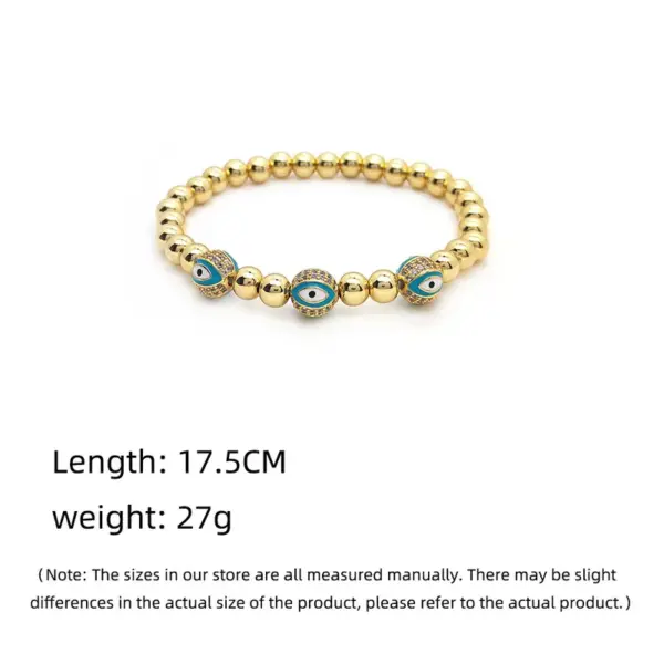 Wholesale Ig Style Devil's Eye Copper Beaded Plating Inlay Zircon 18k Gold Plated Bracelets