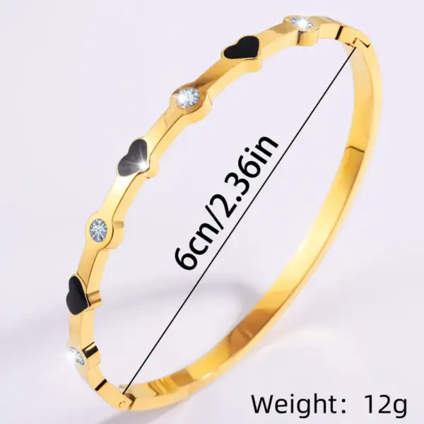 Wholesale PVD Coated Real Gold Plated Heart Shape 304 Stainless Steel Casual Simple Style Classic Style Waterproof Non Tarnish 304 Stainless Steel Bangle