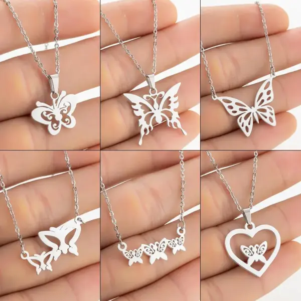 Wholesale Jewelry Fashion Butterfly 201 Stainless Steel 18K Gold Plated Plating Stainless Steel Necklaces