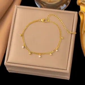 【XKB0085】Gold Bead White Diamond Bracelet / Gold