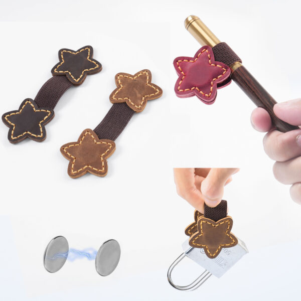 oly-6cba4a32a380c89d7e40a35f4cf63fb3 Wholesale Crazy horse leather double-sided magnetic bookmark pen holder