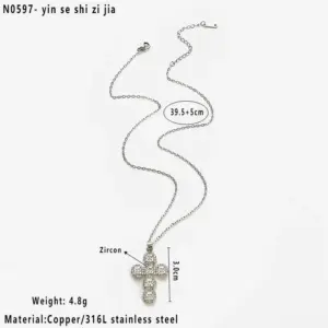 Silver Full Zircon Cross / One Size / N0597