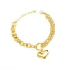 Wholesale PVD Coated Real Gold Plated 18K Gold Heart 304 Stainless Steel Fashion Waterproof Non Tarnish 304 Stainless Steel Bracelets