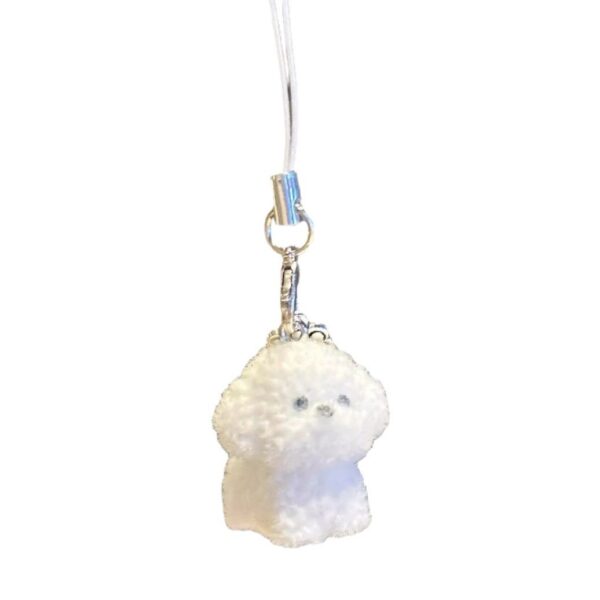 Wholesale Cute Stereo Dog DIY Keychain Jewelry Mini Flocked Resin Doll Mobile Phone Pendant