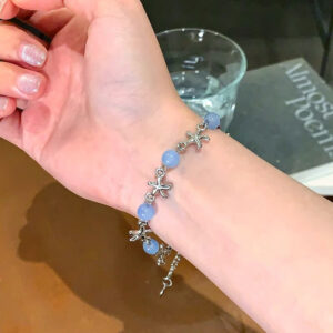 Ocean blue pearl starfish bracelet wg-646