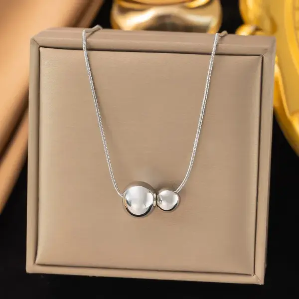 PVD Coated Real Gold Plated Leaf Heart Shape Bow Knot Titanium Steel Simple Style Waterproof Non Tarnish Titanium Steel Lobster Trigger Clasp Closure Pendant Necklace
