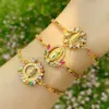 Copper Inlaid Zircon Geometric Artificial Gemstones Copper Bracelets