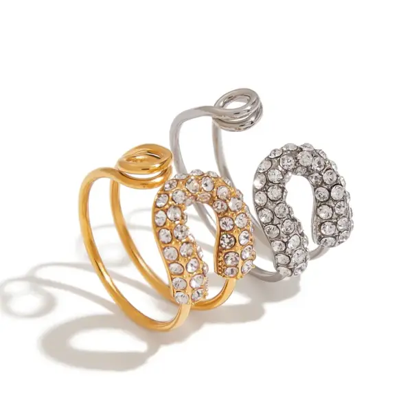 Wholesale 304 Stainless Steel Geometric PVD Coated Real Gold Plated Casual Simple Style Waterproof Non Tarnish Open Rings Rings