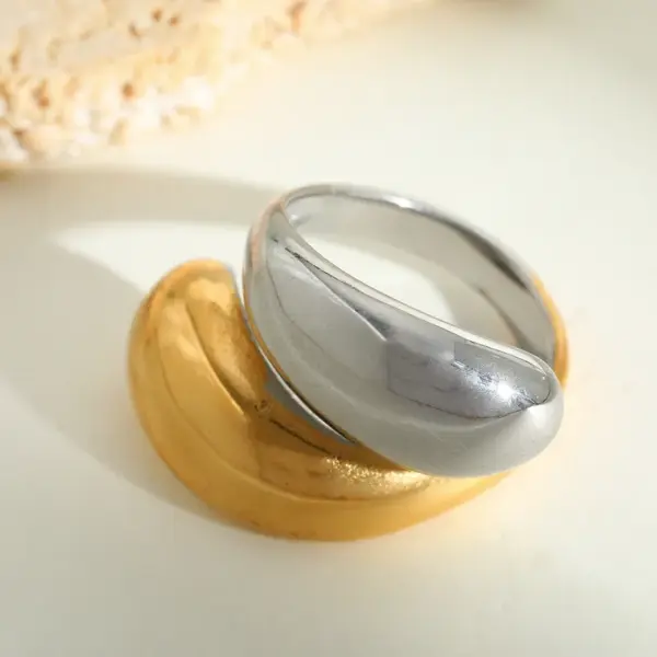 PVD Coated Real Gold Plated 18K Gold Irregular Geometric 304 Stainless Steel Casual Elegant Simple Style Waterproof Non Tarnish Open Rings