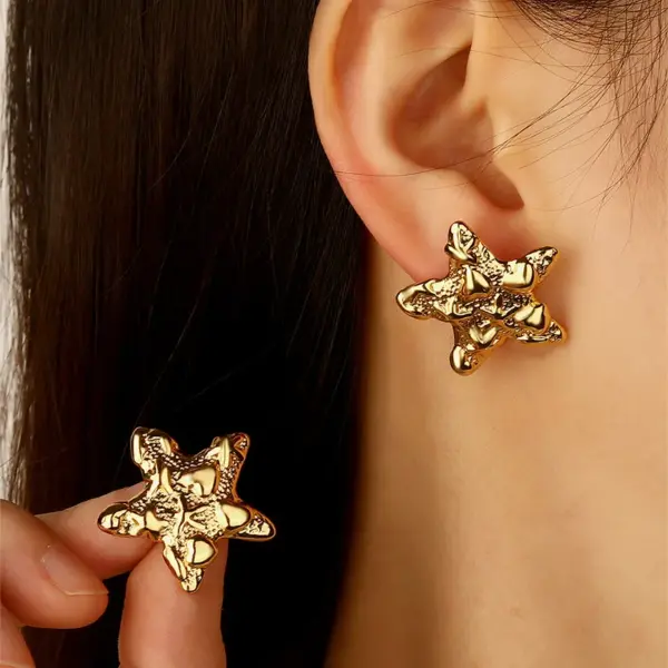 Wholesale 1 Pair Elegant French Style Commute Star Heart Shape 304 Stainless Steel Imitation Gold Electroplating Ear Studs
