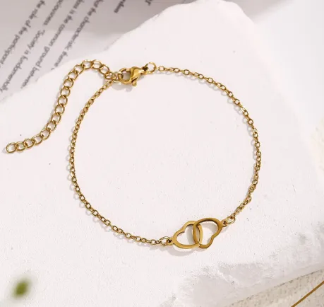 Wholesale Vacation Classic Style Heart Shape 304 Stainless Steel Cable Chain Bracelets In Bulk
