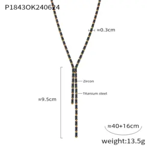 Gold Black Zirconium Necklace