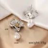 Wholesale 1 Pair Elegant Retro French Style Flower Plating Inlay Alloy Pearl Gold Plated Drop Earrings