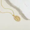 Wholesale Vintage Style Simple Style Human Copper Plating Inlay Shell Zircon 14k Gold Plated Pendant Necklace