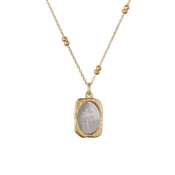 Wholesale Light Luxury Embossed Magic Mirror Rose Titanium Steel Necklace