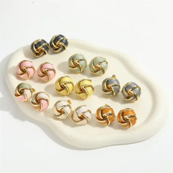 Wholesale 1 Pair Elegant Round Copper 14K Gold Plated Ear Studs