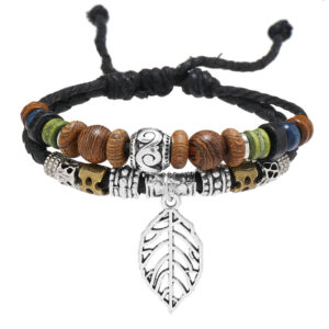 D-black leather bracelet