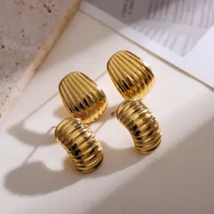 Wholesale PVD Coated Gold Plated Geometric Stainless Steel IG Style Waterproof Non Tarnish Ear Studs