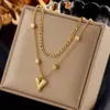 PVD Coated 18K Gold Plated Heart Shape 304 Stainless Steel Korean Style Waterproof Non Tarnish 304 Stainless Steel Layered Necklaces