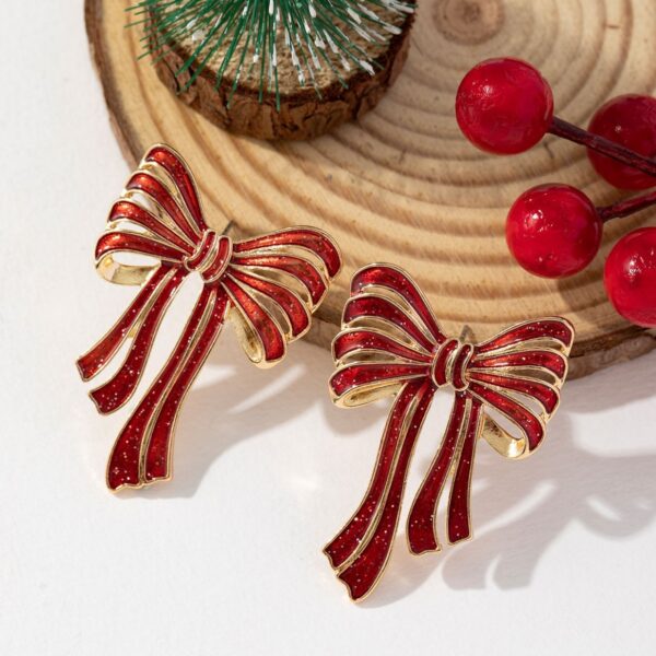 Wholesale Bow Red and Green Christmas Earrings