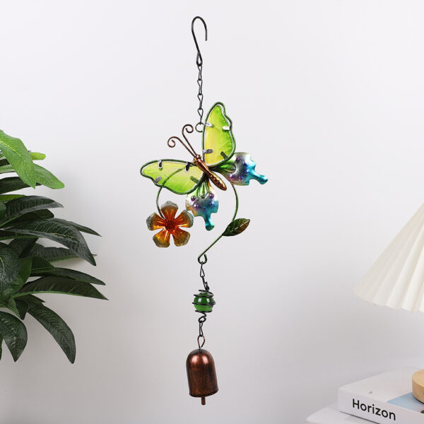 Wholesale Butterfly Glass Painted Metal Wind Bell Iron Crafts Hanging Decorations Creative Garden Pastoral Gifts St