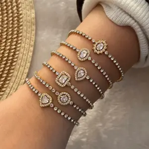 Copper 18K Gold Plated Simple Style Plating Inlay Water oplets Heart Shape Zircon Bracelets
