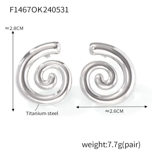PVD Coated Real Gold Plated 18K Gold Lines Spiral 304 Stainless Steel Simple Style Classic Style Waterproof Non Tarnish Ear Studs