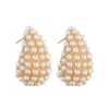1 Pair Casual Elegant Vintage Style C Shape Plating Inlay Copper Artificial Pearls 18k Gold Plated Ear Studs