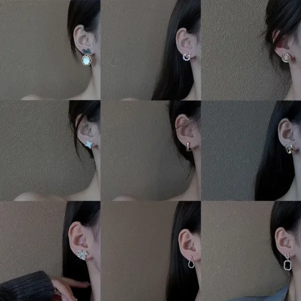 Sweet Star Flower Bow Knot Alloy Inlay Artificial Pearls Rhinestones Women's Earrings 1 Pair