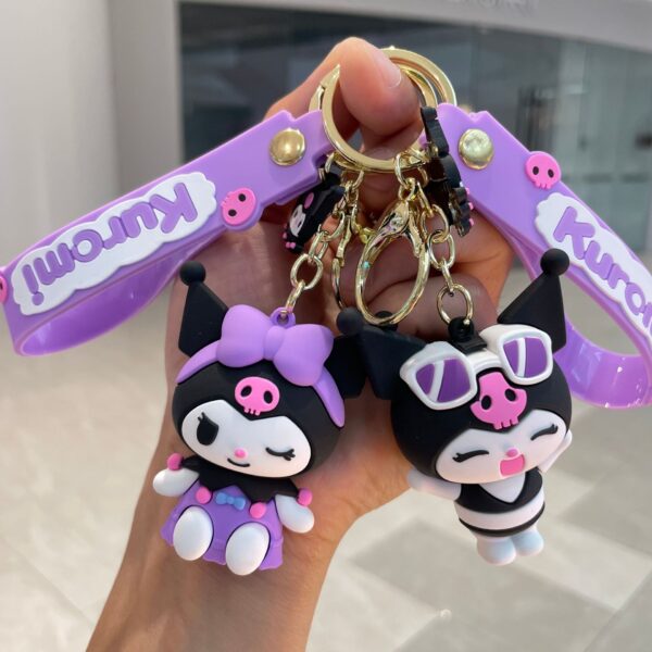 Wholesale Sanrio Kurome Doll Car Keychain Cute Ornament Couple Bag Pendant Soft Plastic Keychain