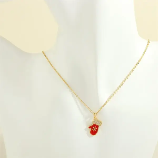 Copper Enamel Plating Inlay Santa Claus Snowflake Elk Zircon Pendant Necklace