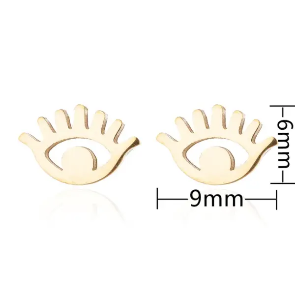 Wholesale PVD Coated Real Gold Plated Eye Metal Fashion Waterproof Non Tarnish Ear Studs