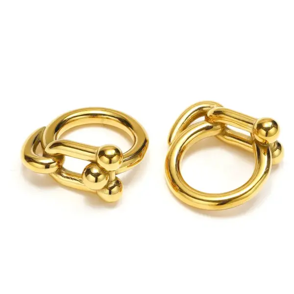 Wholesale Real Gold Plated Geometric 304 Stainless Steel Lady Waterproof Non Tarnish Rings