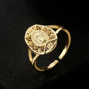 Wholesale Europe And America Hot Sale New Copper-plated Gold Religious Jewelry Virgin Mary Open Ring