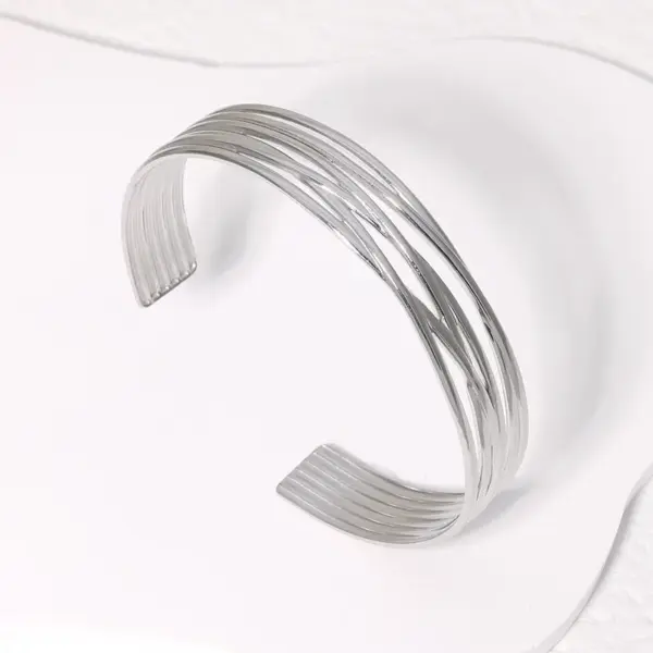 Wholesale PVD Coated Real Gold Plated 18K Gold Solid Color 304 Stainless Steel Simple Style Waterproof Non Tarnish Cuff Bracelets