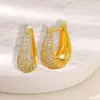 Wholesale Elegant Copper Plated 18K Gold Zirconia Embedded Earrings Women's Fashion Jewelry Non-Fading Geometric Pattern Hoop Earrings