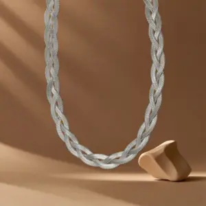 X0391-Three-strand Blade Chain-Necklace-Steel Color
