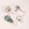 oly-6d1ddc3762c163aba3d85645b9f56f16 Wholesale Ethnic Style Retro Petal Set Turquoise Ring Geometric Joint Ring Four-piece Set