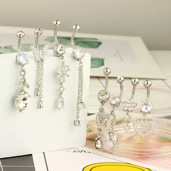 Wholesale 1 Piece Belly Rings Simple Style Classic Style Water Droplets 304 Stainless Steel Inlay Zircon Belly Rings