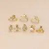 1 Piece 316L Stainless Steel Copper Zircon Ear Cartilage Rings & Studs Heart Shape Waterproof Non Tarnish Surgical Steel