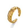 PVD Coated 18K Gold Plated Irregular 304 Stainless Steel Simple Style Waterproof Non Tarnish Open Rings