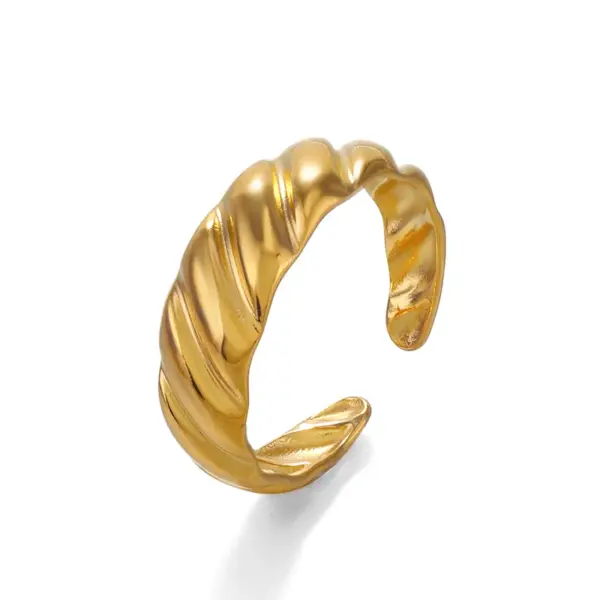 PVD Coated 18K Gold Plated Irregular 304 Stainless Steel Simple Style Waterproof Non Tarnish Open Rings