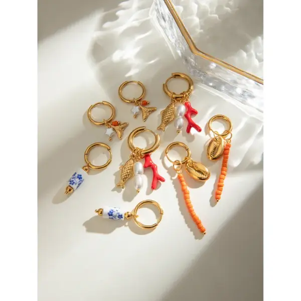 304 Stainless Steel Flower PVD Coated 18K Real Gold Plated Real Gold Plated Simple Style Classic Style Waterproof Non Tarnish Earrings