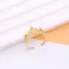 Wholesale Shiny Crown Copper 18k Gold Plated Artificial Pearls Zircon Open Rings In Bulk