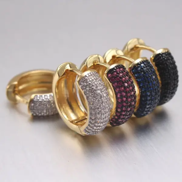 Wholesale Simple Style Circle Copper Zircon 18K Gold Plated Earrings