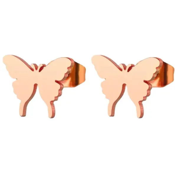 Wholesale PVD Coated 18K Gold Real Gold Plated Butterfly 304 Stainless Steel Simple Style Waterproof Non Tarnish Ear Studs