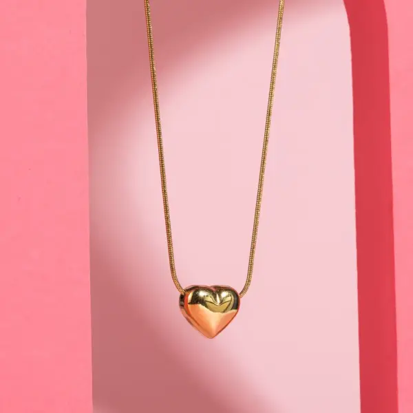 Wholesale Jewelry Modern Style Sweet Simple Style Heart Shape 304 Stainless Steel Pendant Necklace