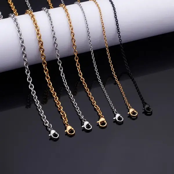 Wholesale PVD Coated 18K Gold Plated Geometric Titanium Steel Fashion Waterproof Non Tarnish Necklace