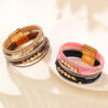 Wholesale Bohemian Four-Leaf Clover Diamond Layered Leather Magnetic Clover Bracelet